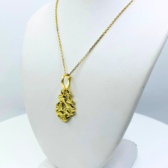 14k Gold Nugget Pendent Highpolished