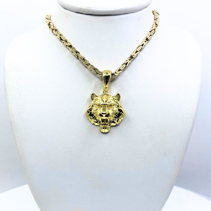 14k Gold Lion Head Style Pendent Highpolished