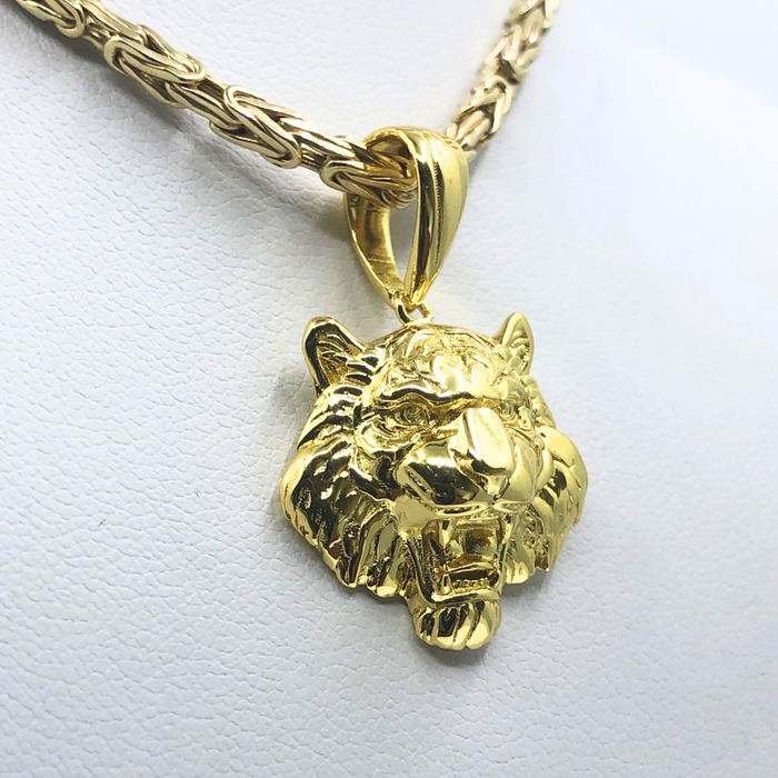 14k Gold Lion Head Style Pendent Highpolished