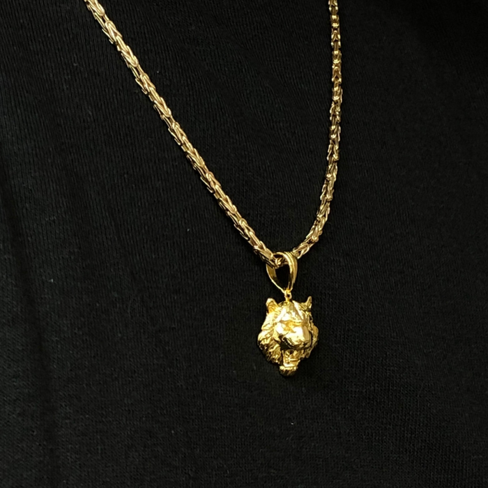 14k Gold Lion Head Style Pendent Highpolished