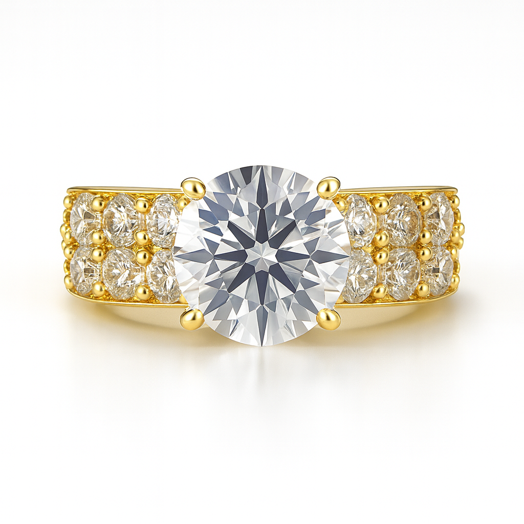 Round Lab Grown Diamond Engagement Ring 5.40CTW in 14K Gold