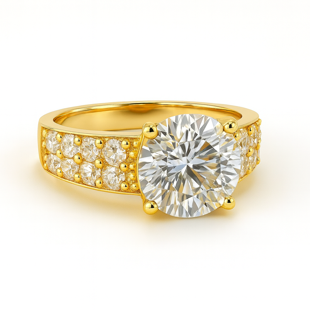 Round Lab Grown Diamond Engagement Ring 5.40CTW in 14K Gold