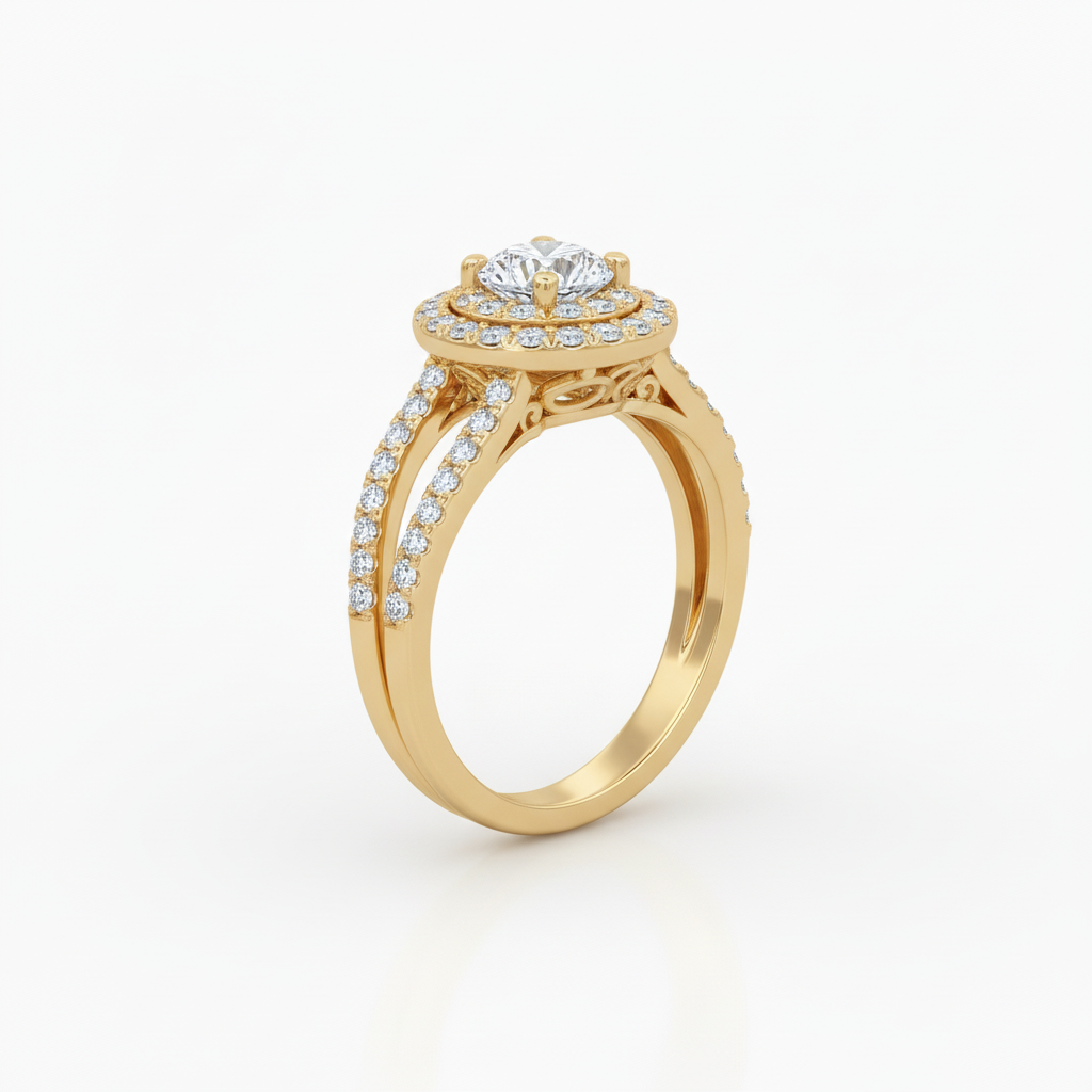 Lab Grown Round Diamond Ring 1.10CTW in 14k Gold
