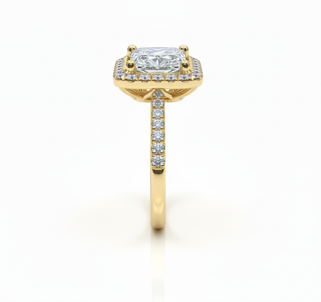 Princess Lab Grown Diamond Ring 2.65CTW in 14K Gold with matching band