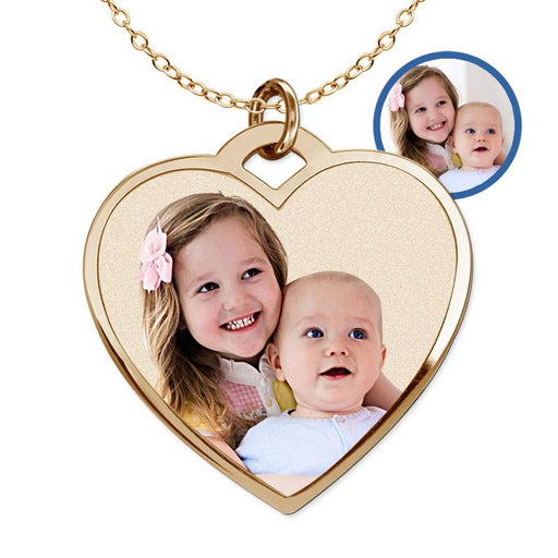 Custom Photo Pendant Heart Shape 14kt Gold