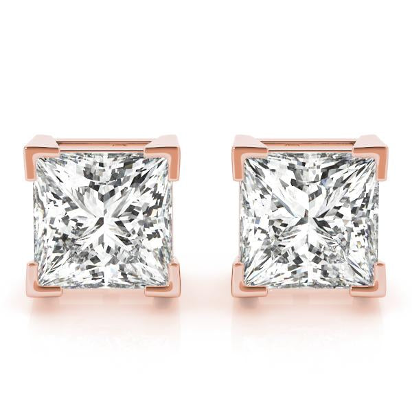 Diamond Stud Earrings Princess 1.00 ct tw 14kt Gold. Better Quality