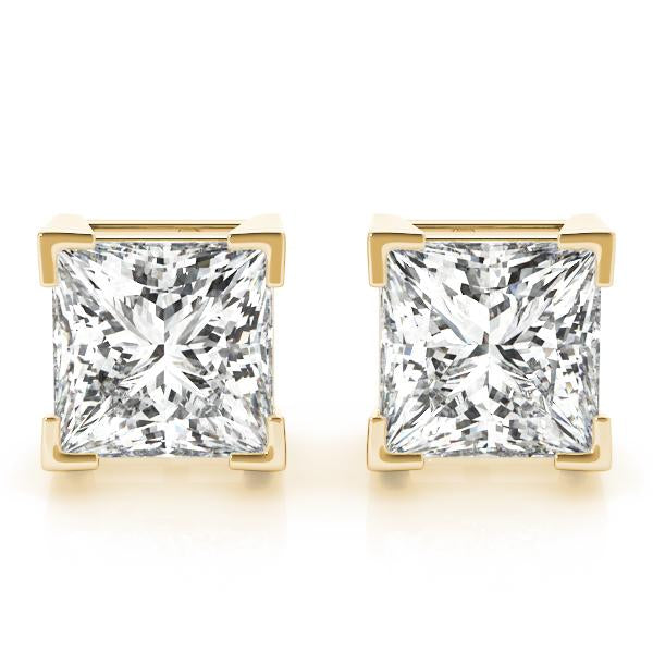 Petite Princess Diamond Stud Earrings elegantly set in 14K Gold (1.00ct TW)