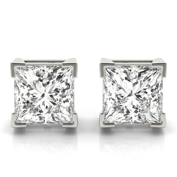 Petite Princess Lab Diamond Stud Earrings elegantly set in 14K Gold (1.00ct TW)