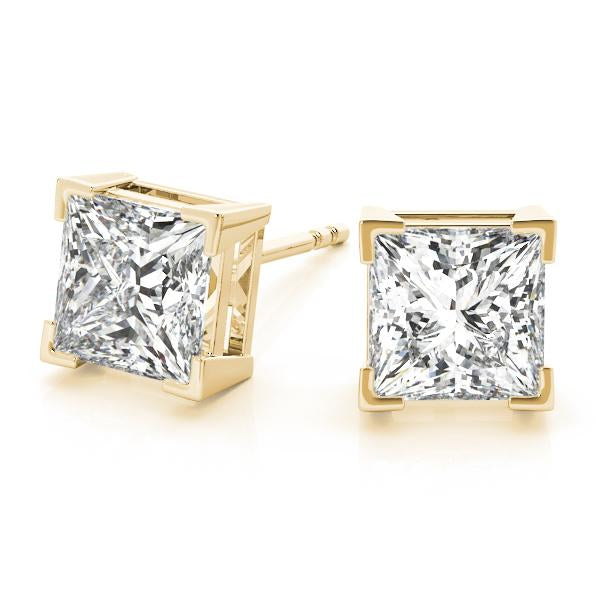 Luxurious Princess Lab Diamond Stud Earrings elegantly set in 14K Gold (1/2ct TW)