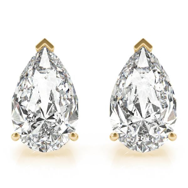 Petite Pear Lab Diamond Stud Earrings elegantly set in 14K Gold (1.00ct TW)