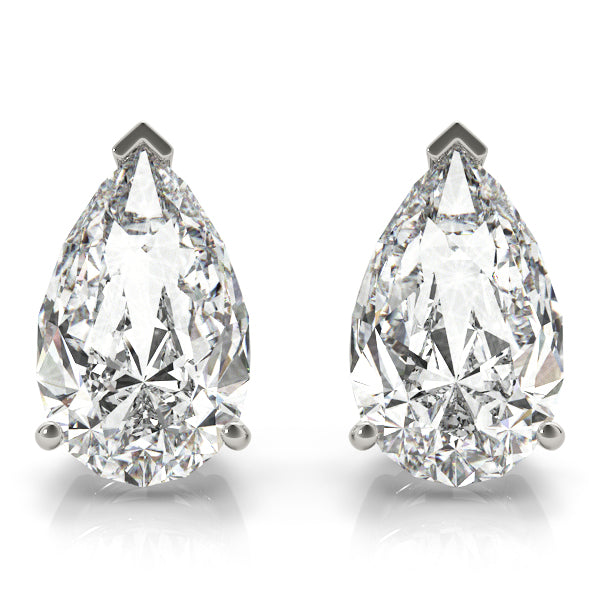 Petite Pear Lab Diamond Stud Earrings elegantly set in 14K Gold (1.00ct TW)