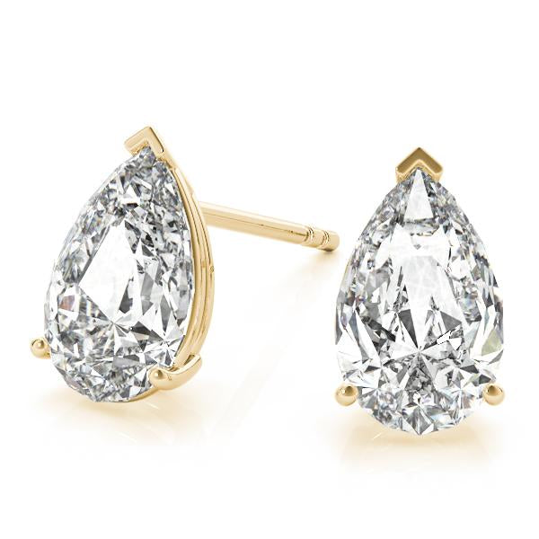 Petite Pear Lab Diamond Stud Earrings elegantly set in 14K Gold (1.00ct TW)