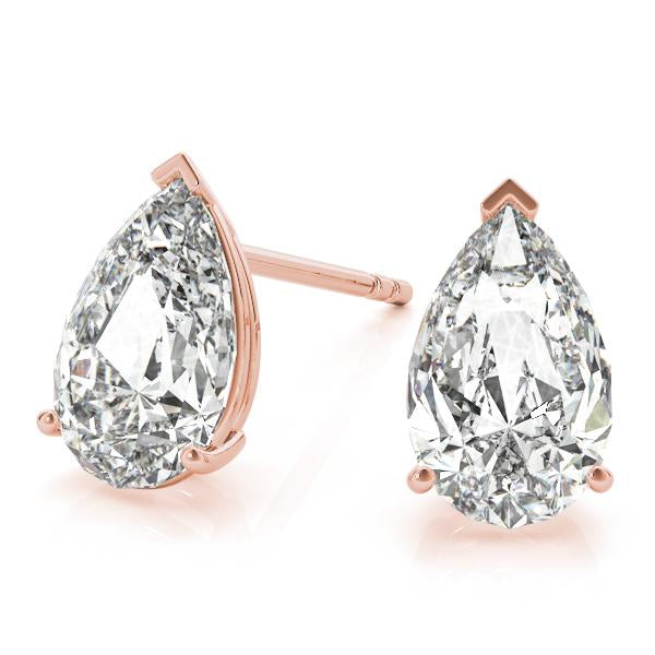 Petite Pear Lab Diamond Stud Earrings elegantly set in 14K Gold (1.00ct TW)