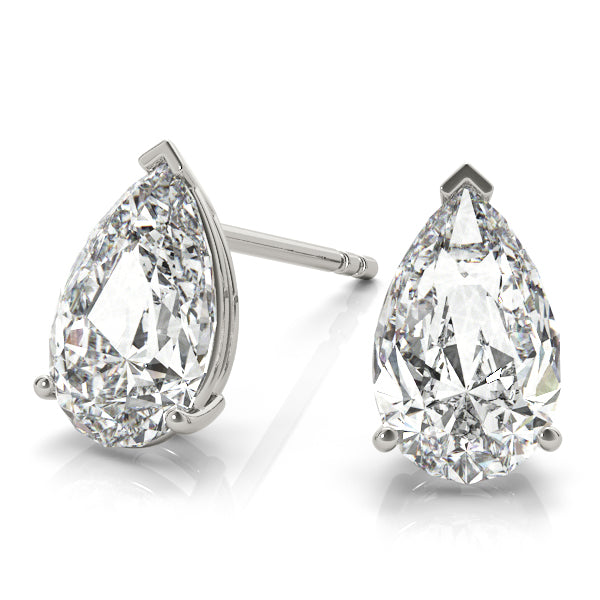 Petite Pear Lab Diamond Stud Earrings elegantly set in 14K Gold (1.00ct TW)