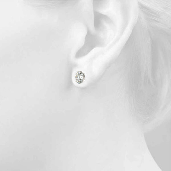 Classic Oval Lab Diamond Stud Earrings elegantly set in 14K Gold (1.00ct TW)