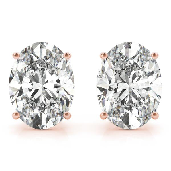 Classic Oval Lab Diamond Stud Earrings elegantly set in 14K Gold (1.00ct TW)