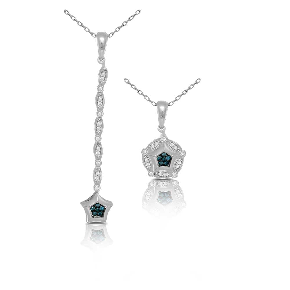 Blue and White Diamond Necklace 0.25cttw 14kt Gold