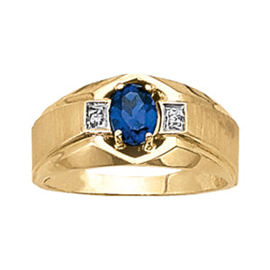 Men's Sapphire 0.50ct and Diamond Ring 0.02ct tw 14kt Gold