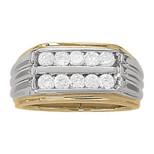 Men's Ring Diamonds 1.05 ct tw 14kt Gold Yellow & White Gold