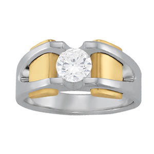 Men's Solitaire Diamond Ring 1.04 ct tw 14kt Gold Yellow & White Gold