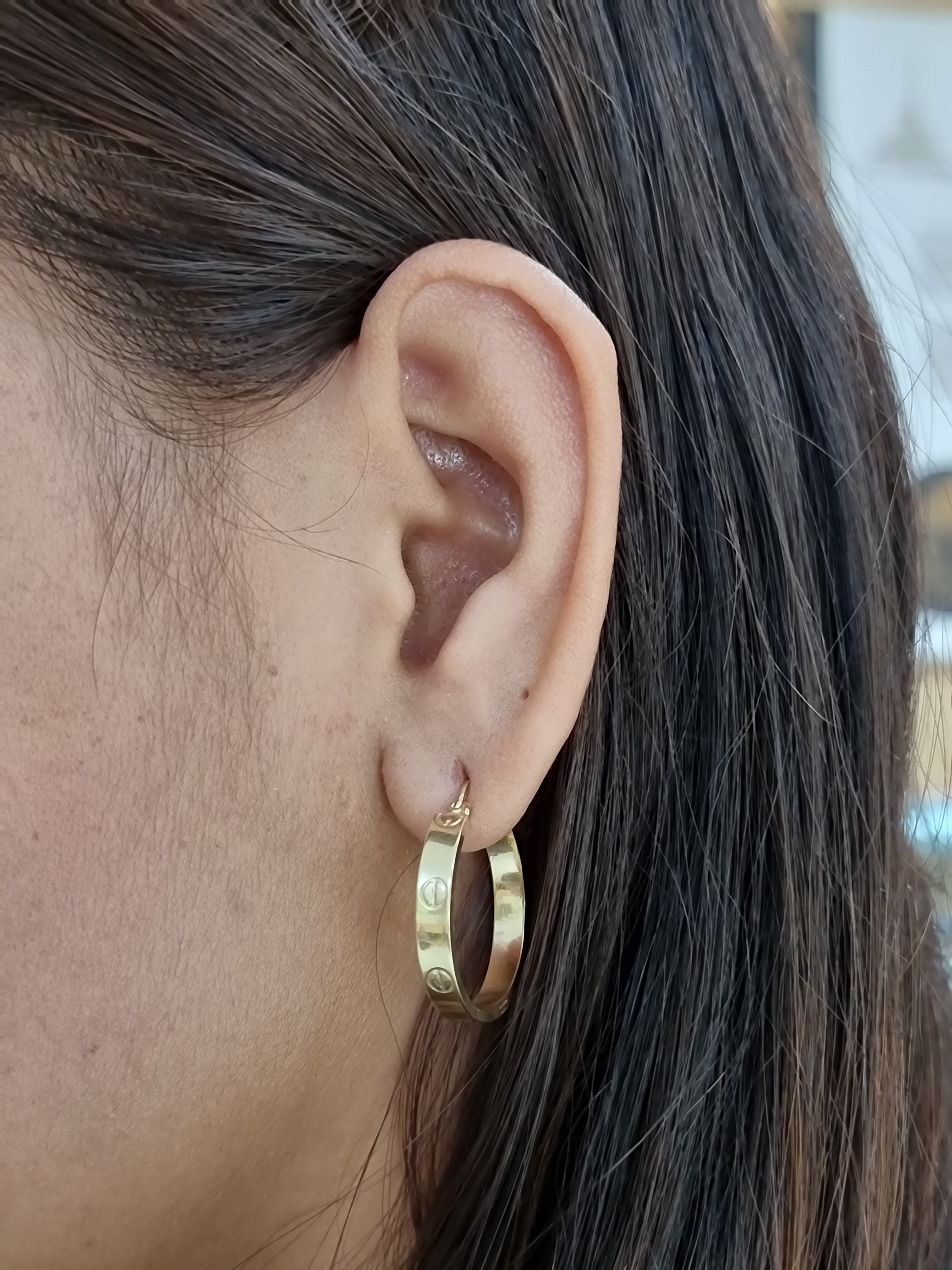 Fancy 14k Gold Hoop 25MM(1inch) Nails 4MM thick