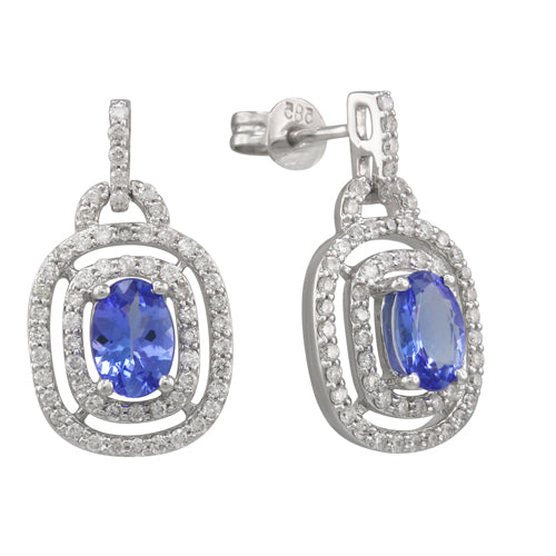 Tanzanite 2.60 ct tw earrings with 0.80 ct tw Diamonds & 14kt Gold