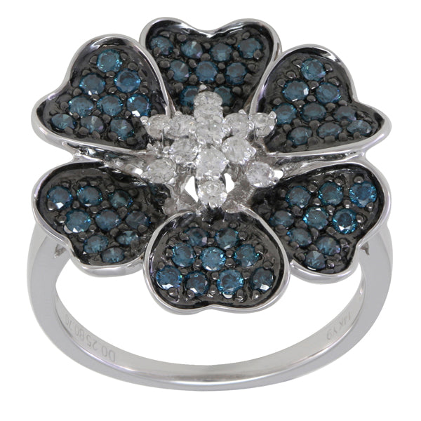 Blue and White Diamond Ring 1.06cttw 14kt Gold