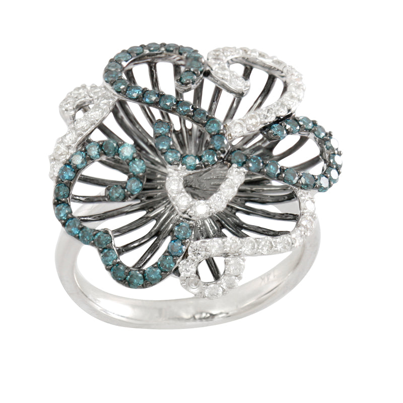 Blue and White Diamond Ring 1.27cttw 14kt Gold