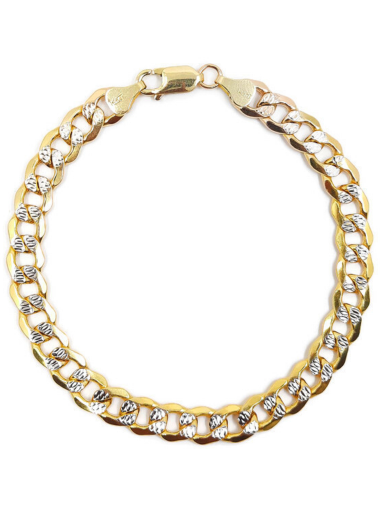 Cuban Link Diamond Cut Bracelet 14kt 7.5MM 8.5