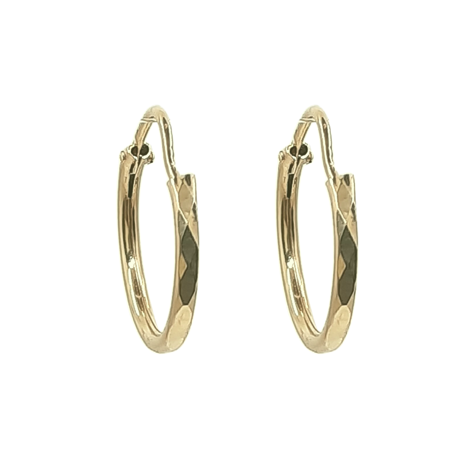 14k Gold Hoop 15MM(0.5inch) Diamond Cut style 1.5MM thick.