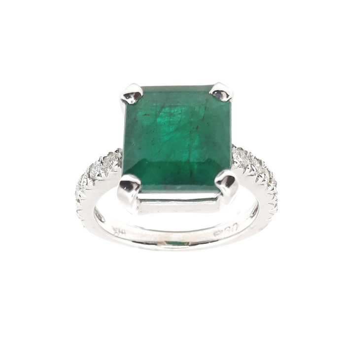 Emerald 6.36ct tw and Diamond 0.48ct tw Women's Ring 14kt Gold