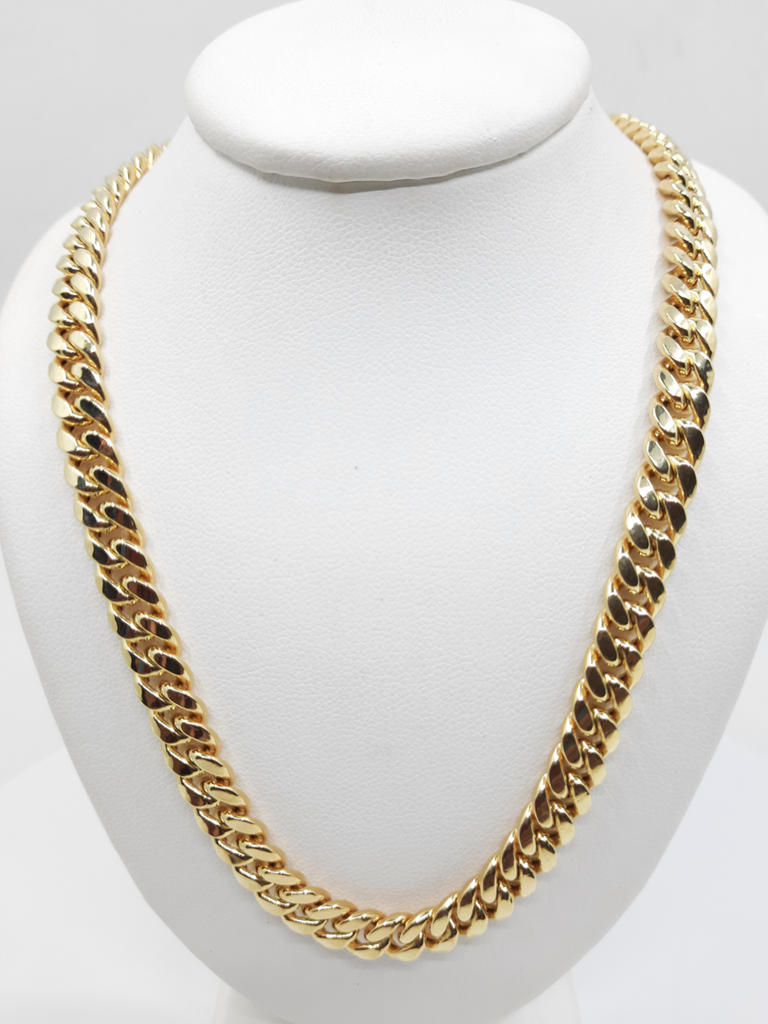 14k Gold Miami Cuban Chain Necklace - 7MM Thickness, All Lengths