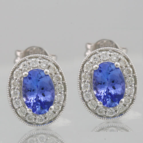 Tanzanite 1.18 ct tw earrings with 0.35 ct tw Diamonds & 14kt Gold