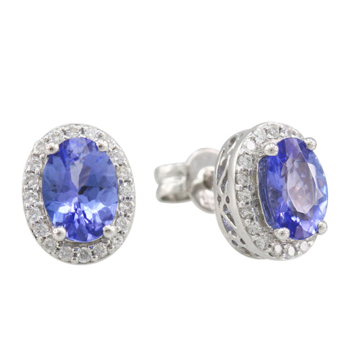 Tanzanite 3.00 ct tw earrings with 0.50 ct tw Diamonds 14kt Gold