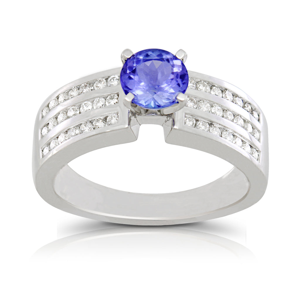 Tanzanite 0.80 ct tw Ring with 0.60 ct tw Diamonds in 14kt Gold