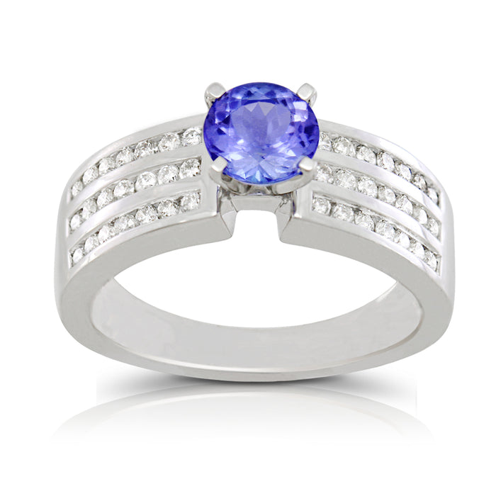 Tanzanite 0.80 ct tw Ring with 0.60 ct tw Diamonds in 14kt Gold