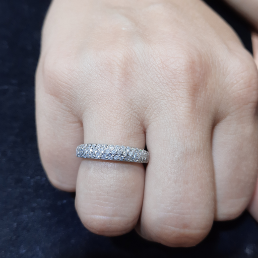 Diamond Band Dome flat Women's 3 Row 0.60cttw 14kt Gold