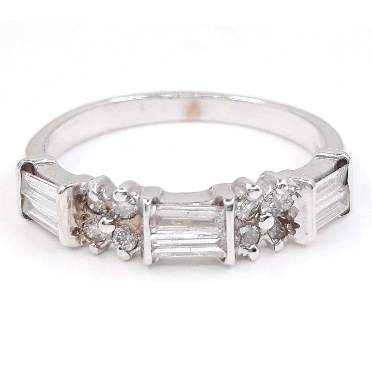 Diamond Baguette & Round Band Women's 0.80 cttw 14kt Gold
