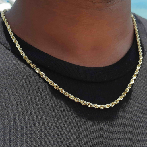 14k Gold Rope Chain - 4MM Thickness, All Lengths Available