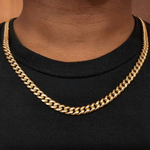 14k Gold Miami Cuban Chain Necklace - 7MM Thickness, All Lengths Available