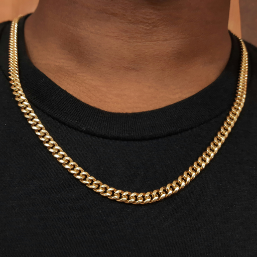 14k Gold Miami Cuban Chain Necklace - 6MM Thickness, All Lengths Available