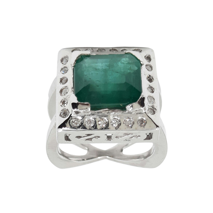 Emerald 3.84 ct tw and Diamond 0.22 ct tw Women's Ring 14kt Gold