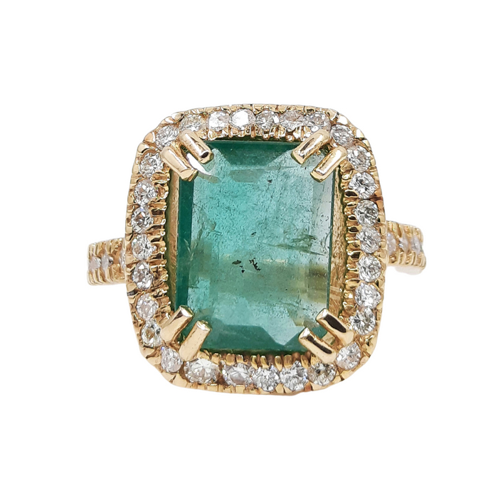 Emerald 3.25ct tw and Diamond 0.80ct tw Women's Ring 14kt Gold