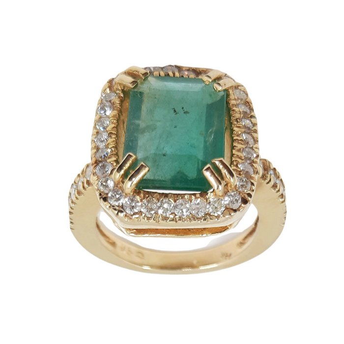 Emerald 3.25ct tw and Diamond 0.80ct tw Women's Ring 14kt Gold