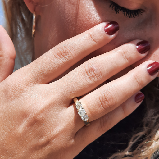 Three Stone Diamond Ring Women's 1.20 ct tw with 14kt Gold