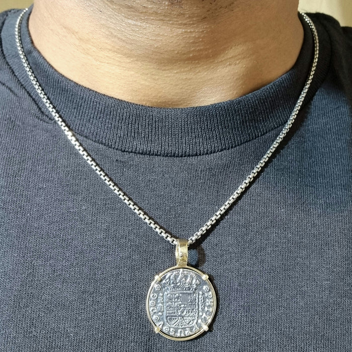 Atocha replica Coin 1" with 14kt Gold Frame - Free Chain Included!
