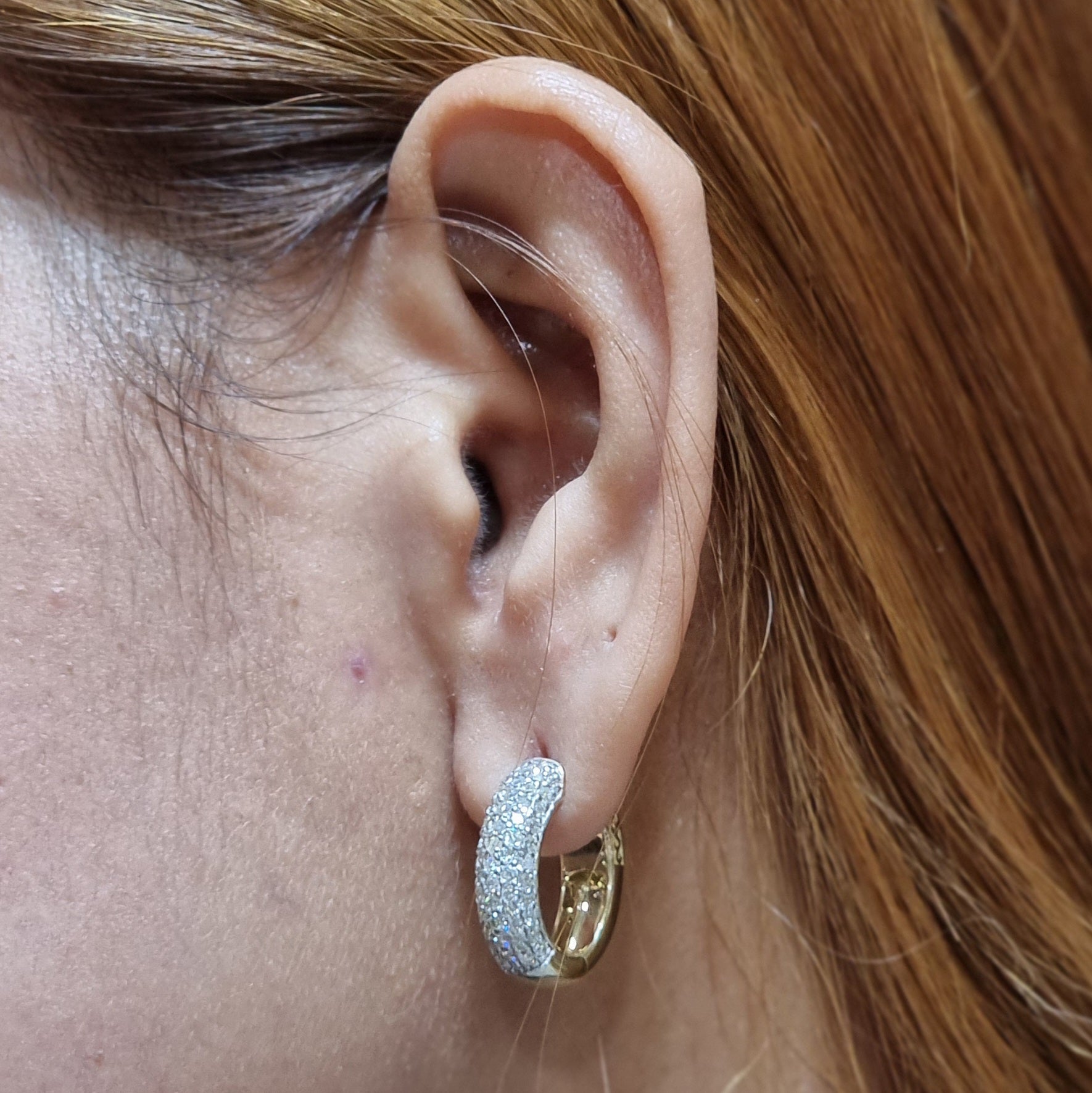 Beautiful Round Diamond Huggies set in 14k Gold (1.50ct TW)