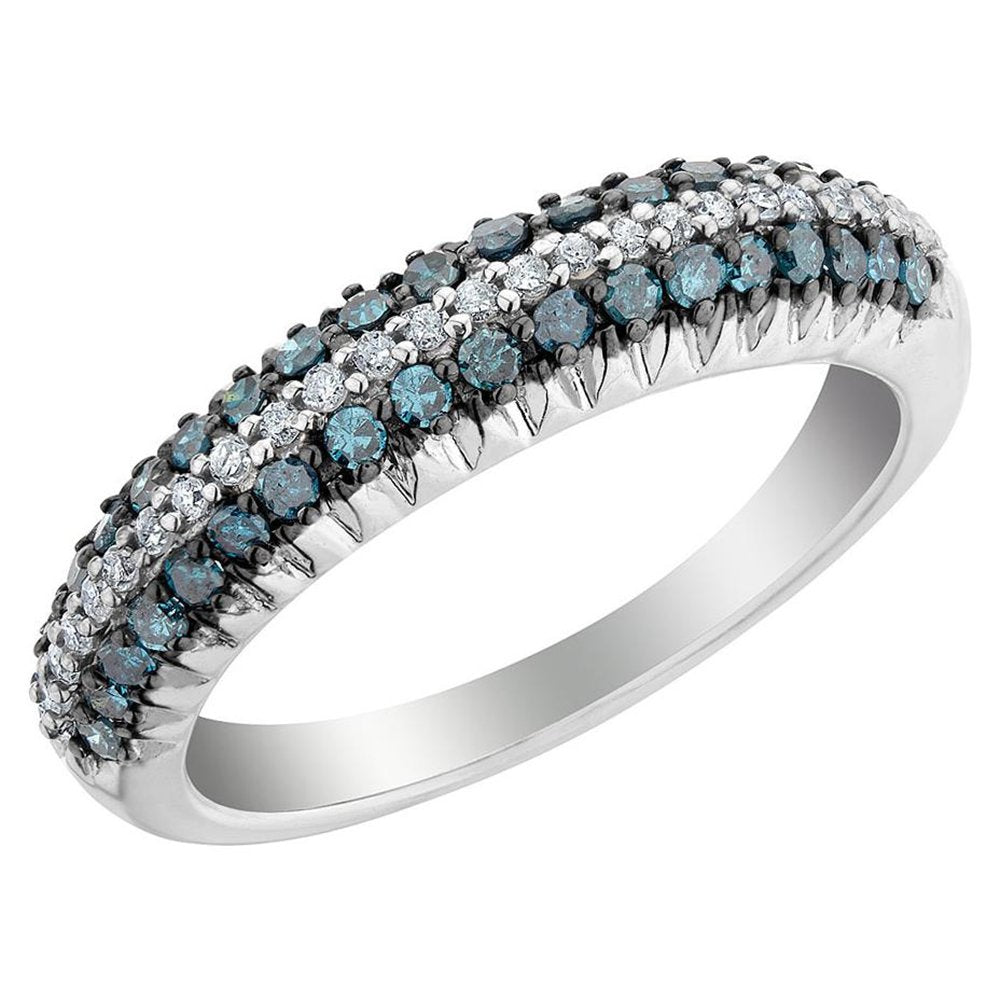 Blue and White Diamond Ring 0.58cttw 14kt Gold