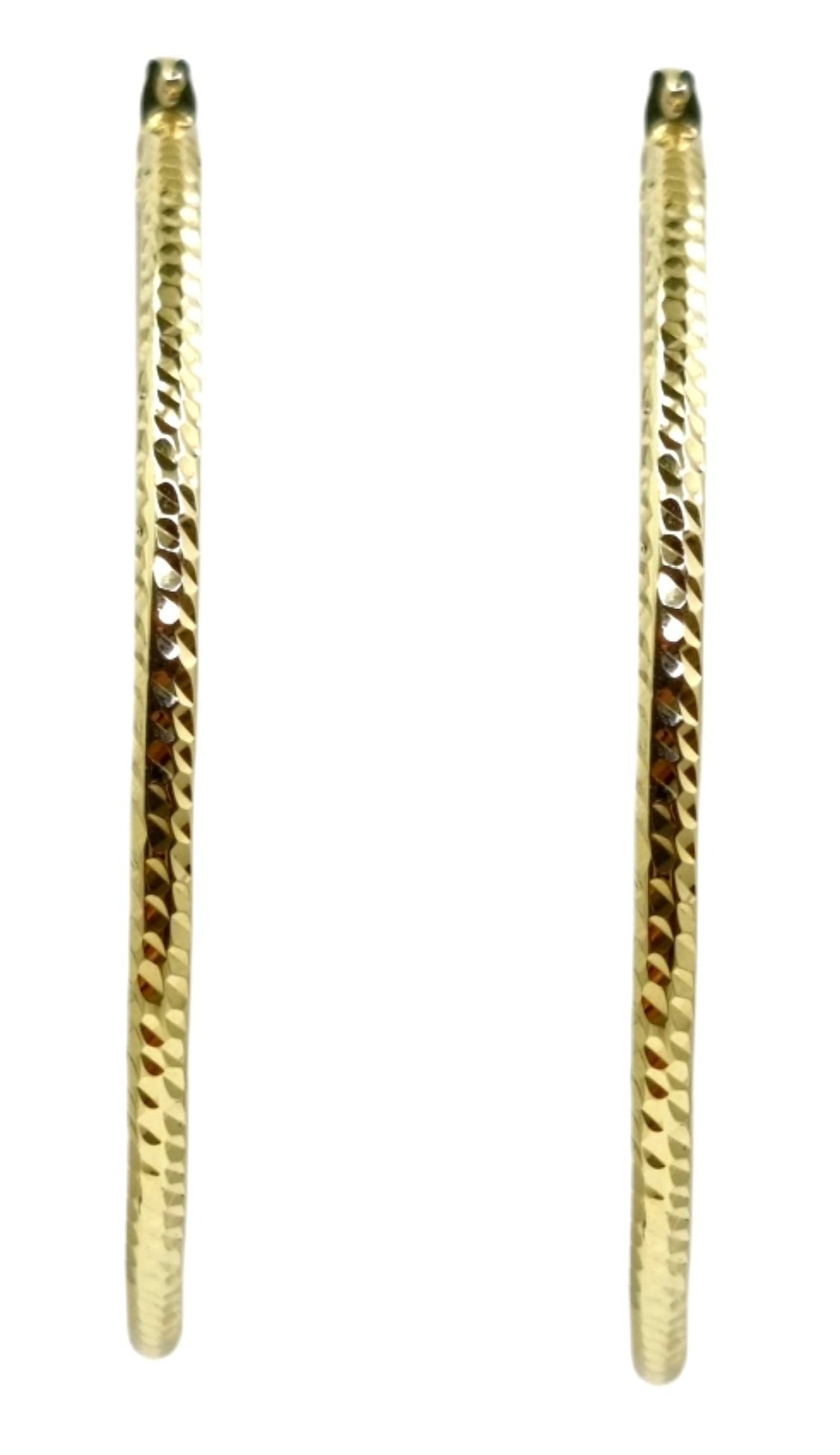 14k Gold Hoop 51MM(2inch) Diamond Cut style 2.5MM thin