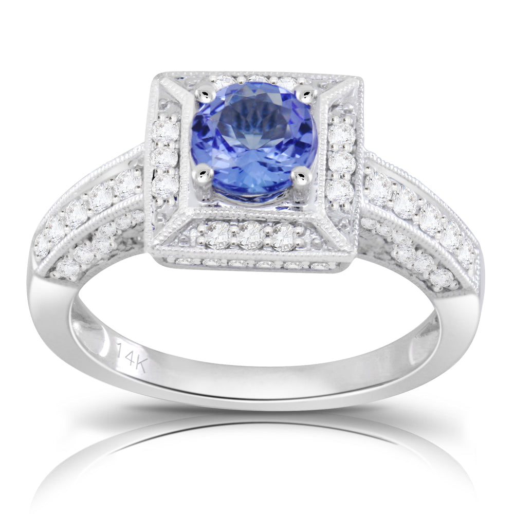 Tanzanite 1.00 ct tw Ring with 0.75 ct tw diamonds & 14kt Gold